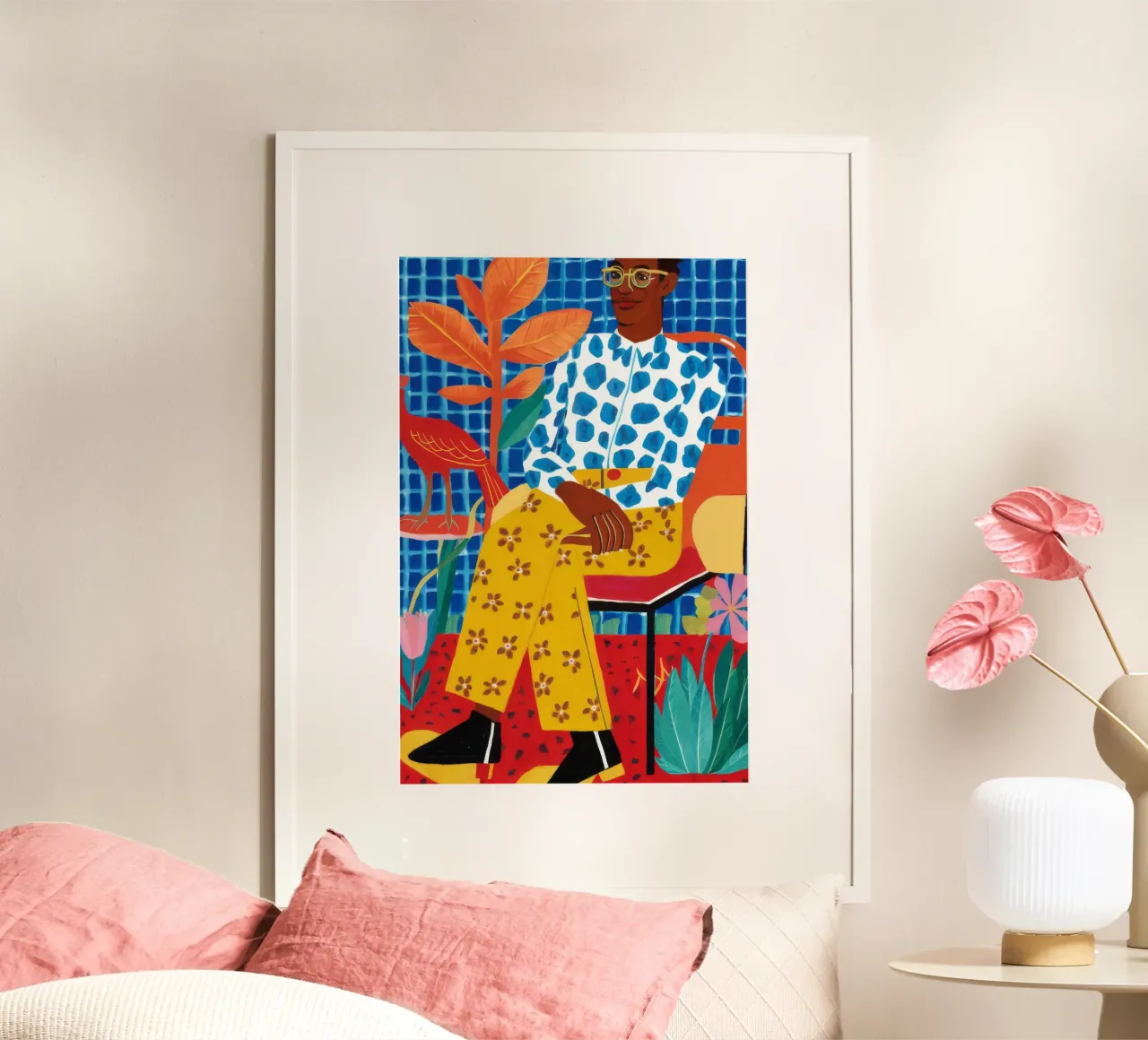 Camera della pace a motivi poster con telaio in alluminio da Arcane Shade