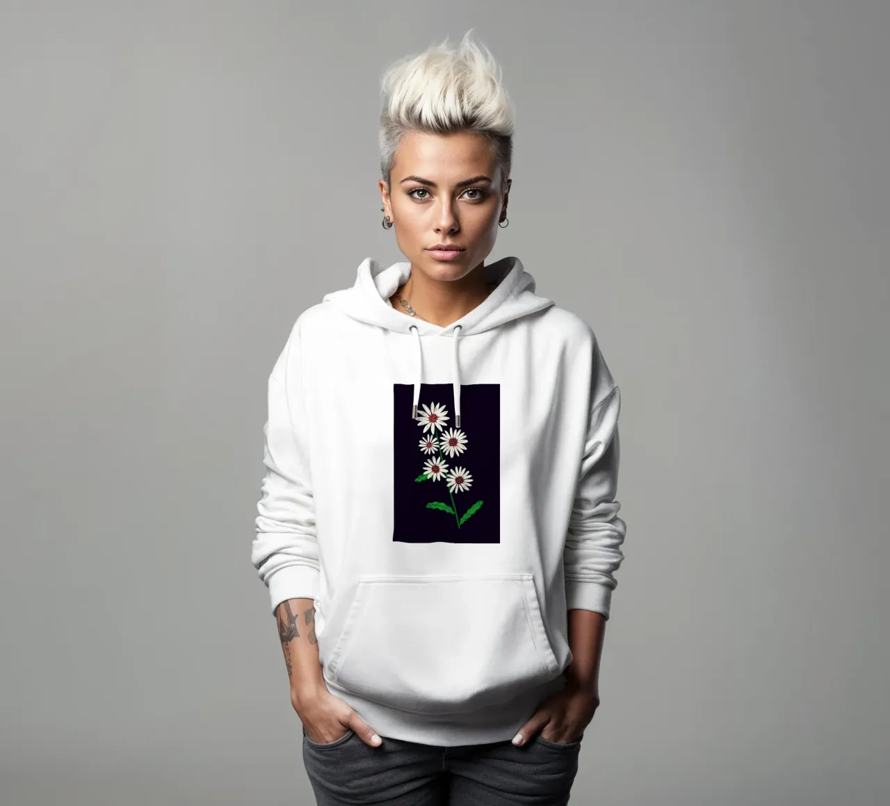 White Wildflowers hoodie by Pure