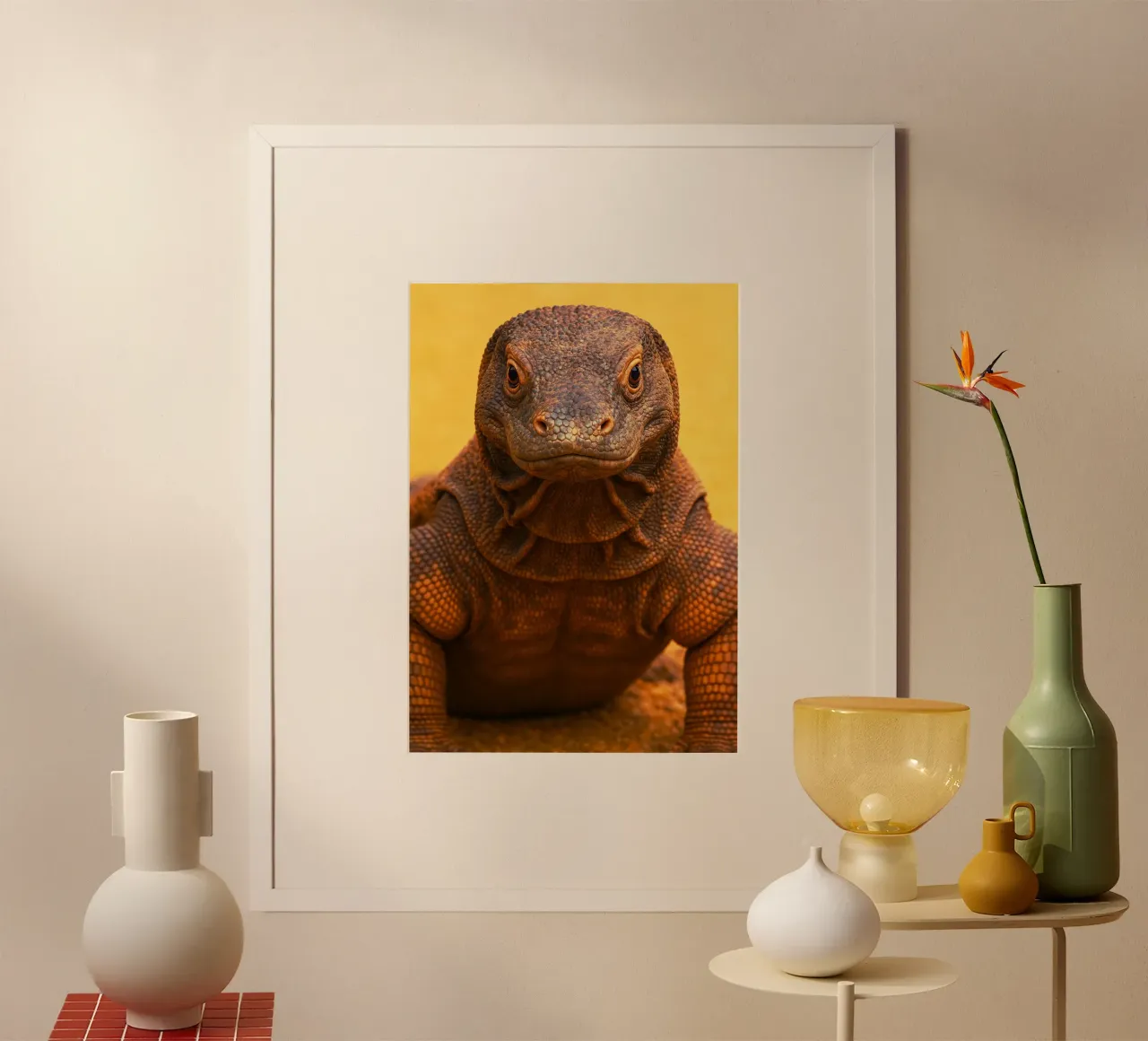 komodo Beautiful Face poster con telaio in alluminio da kukupuu