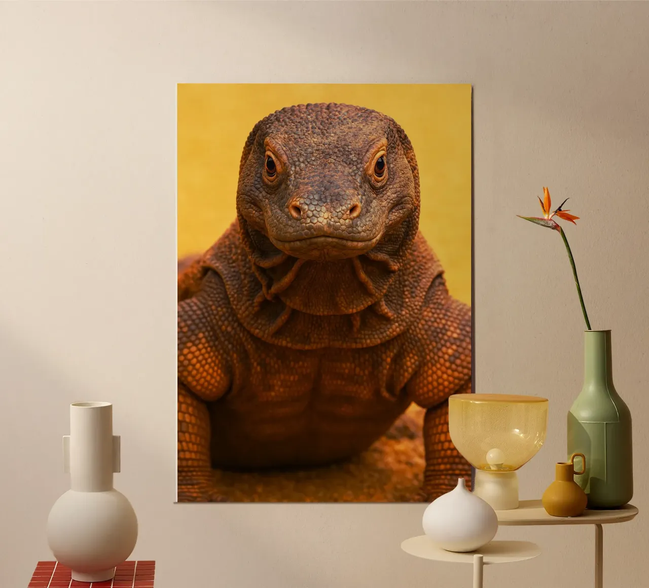 komodo Beautiful Face poster con telaio in alluminio da kukupuu
