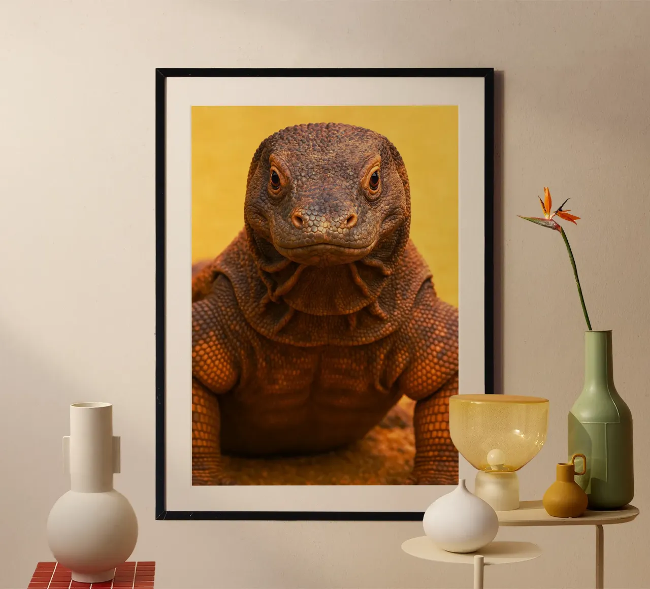 komodo Beautiful Face poster con telaio in alluminio da kukupuu