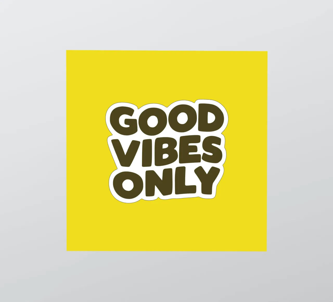 Design con stampa tipografica Good Vibes Only in giallo nero adesivo da THE MOTIVATED TYPE