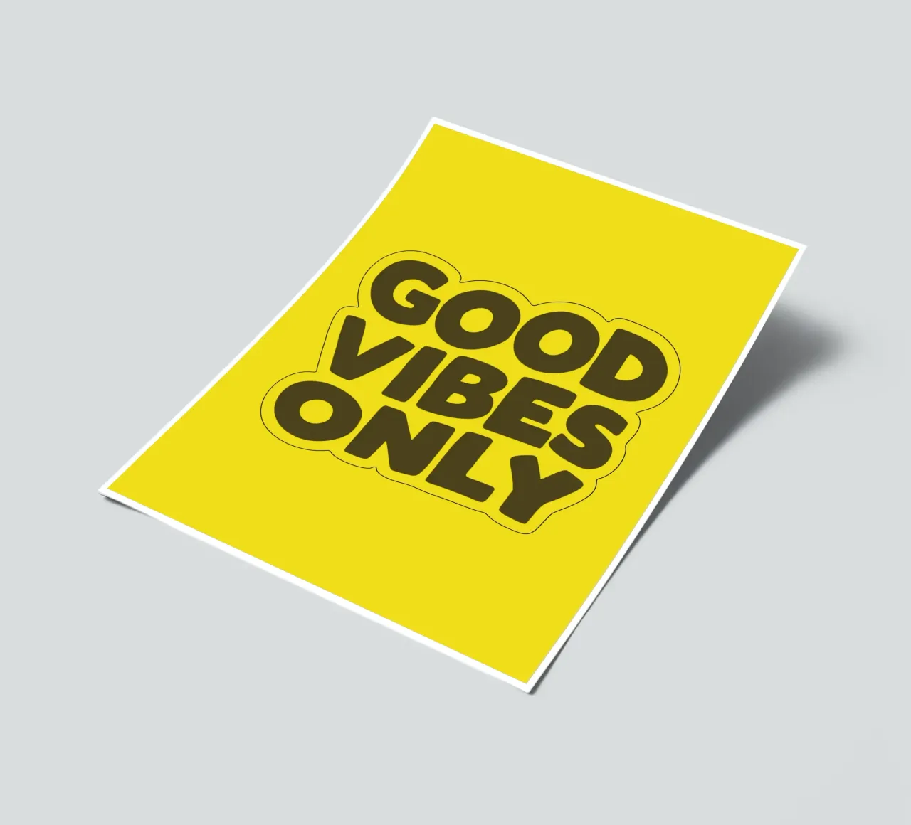 Good Vibes Only Typography Design imprimé en jaune et noir planche autocollant de THE MOTIVATED TYPE