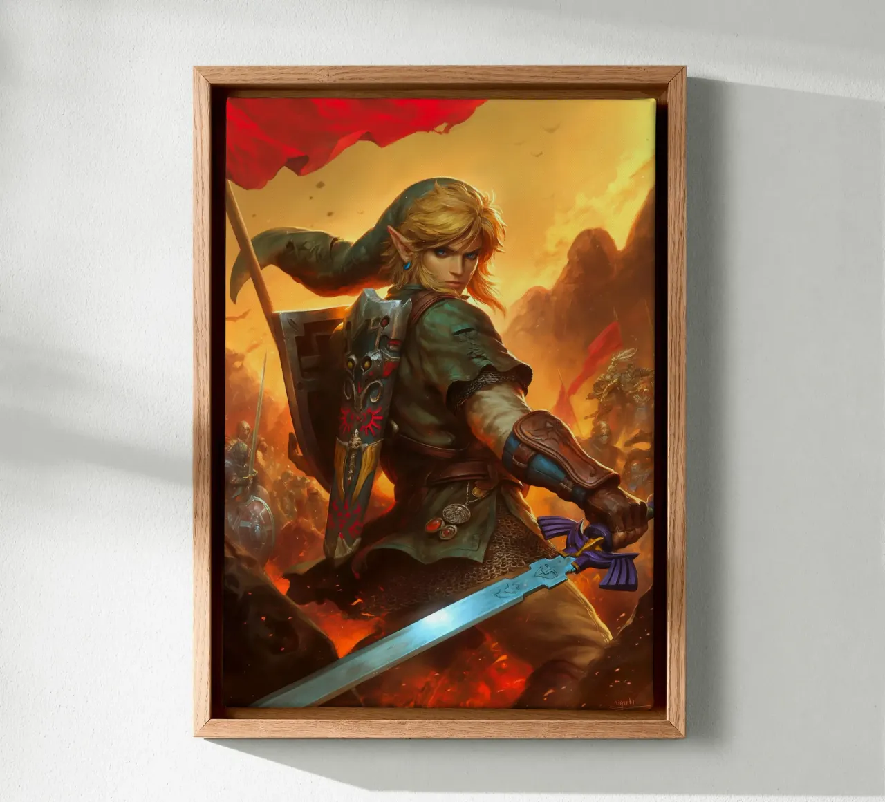 Link The Legend of Zelda canvas with Floater frame by Fleur de Lys