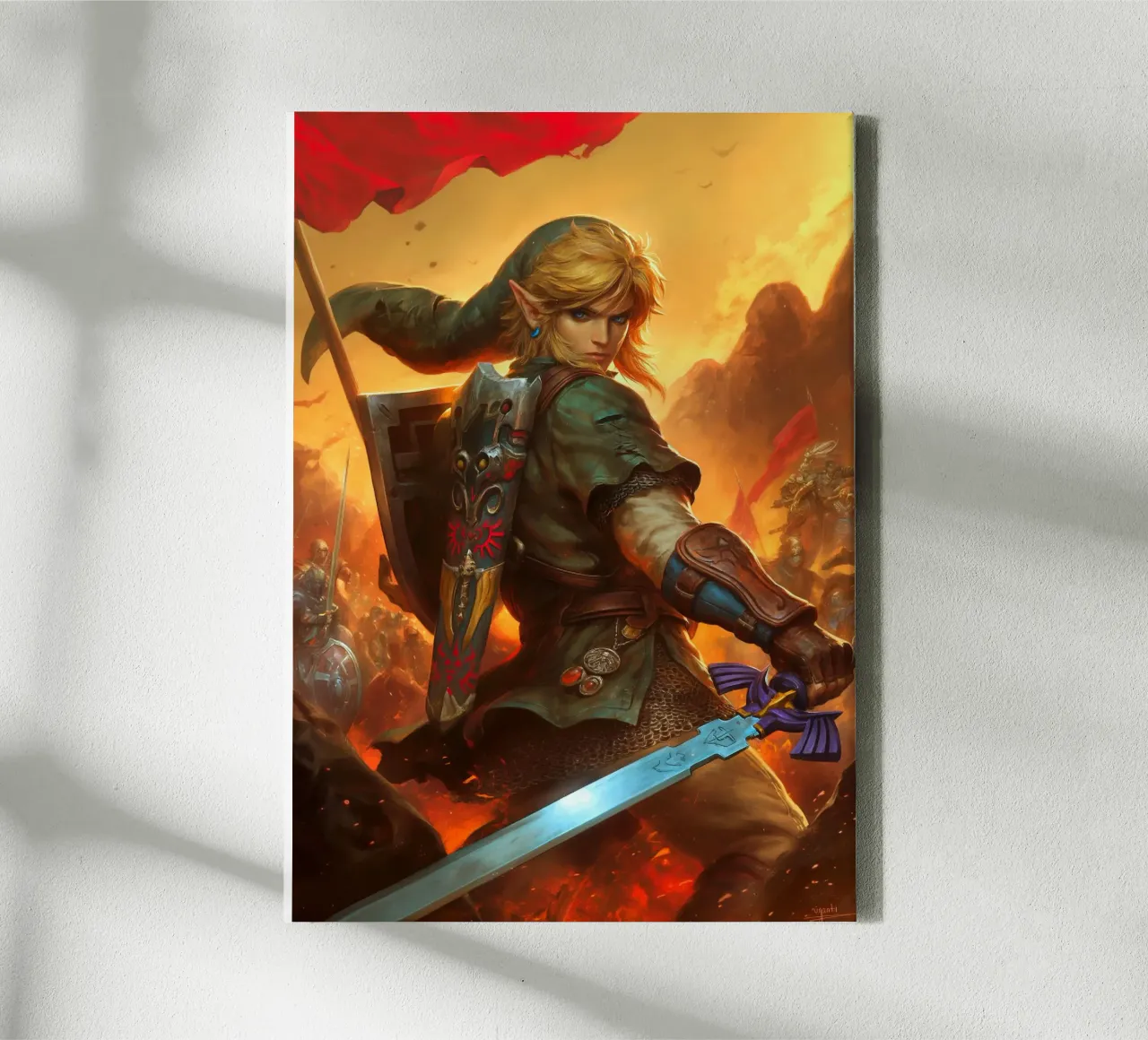 Link The Legend of Zelda canvas with Floater frame by Fleur de Lys