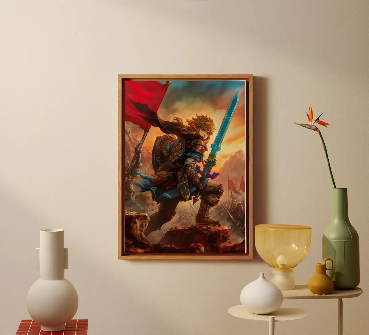 Link The Legend of Zelda canvas with Floater frame by Fleur de Lys