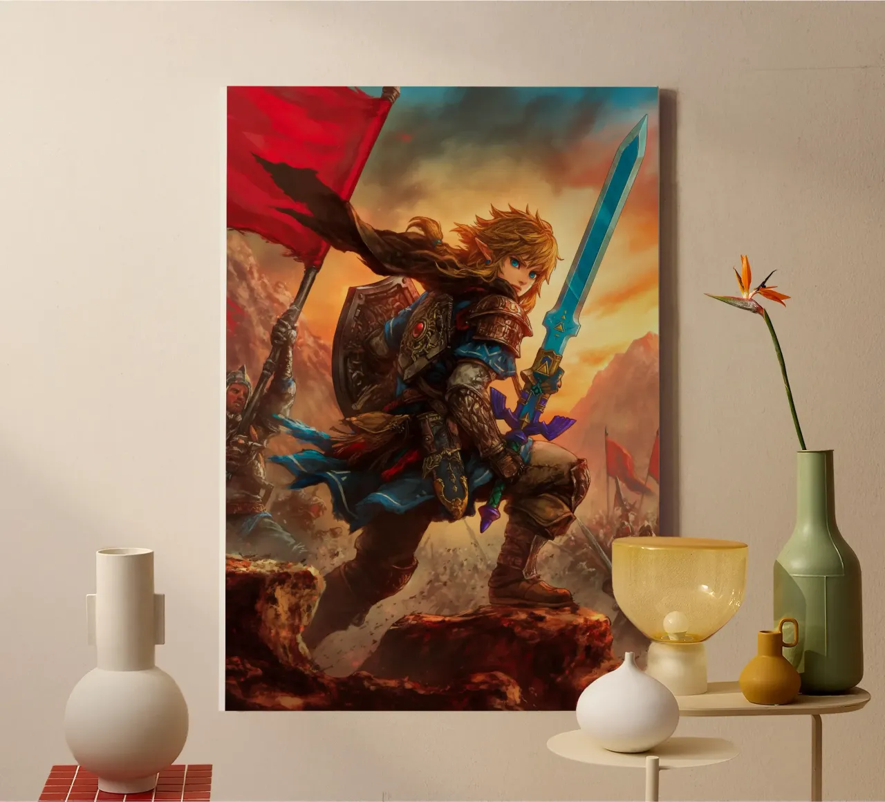 Link The Legend of Zelda canvas with Floater frame by Fleur de Lys