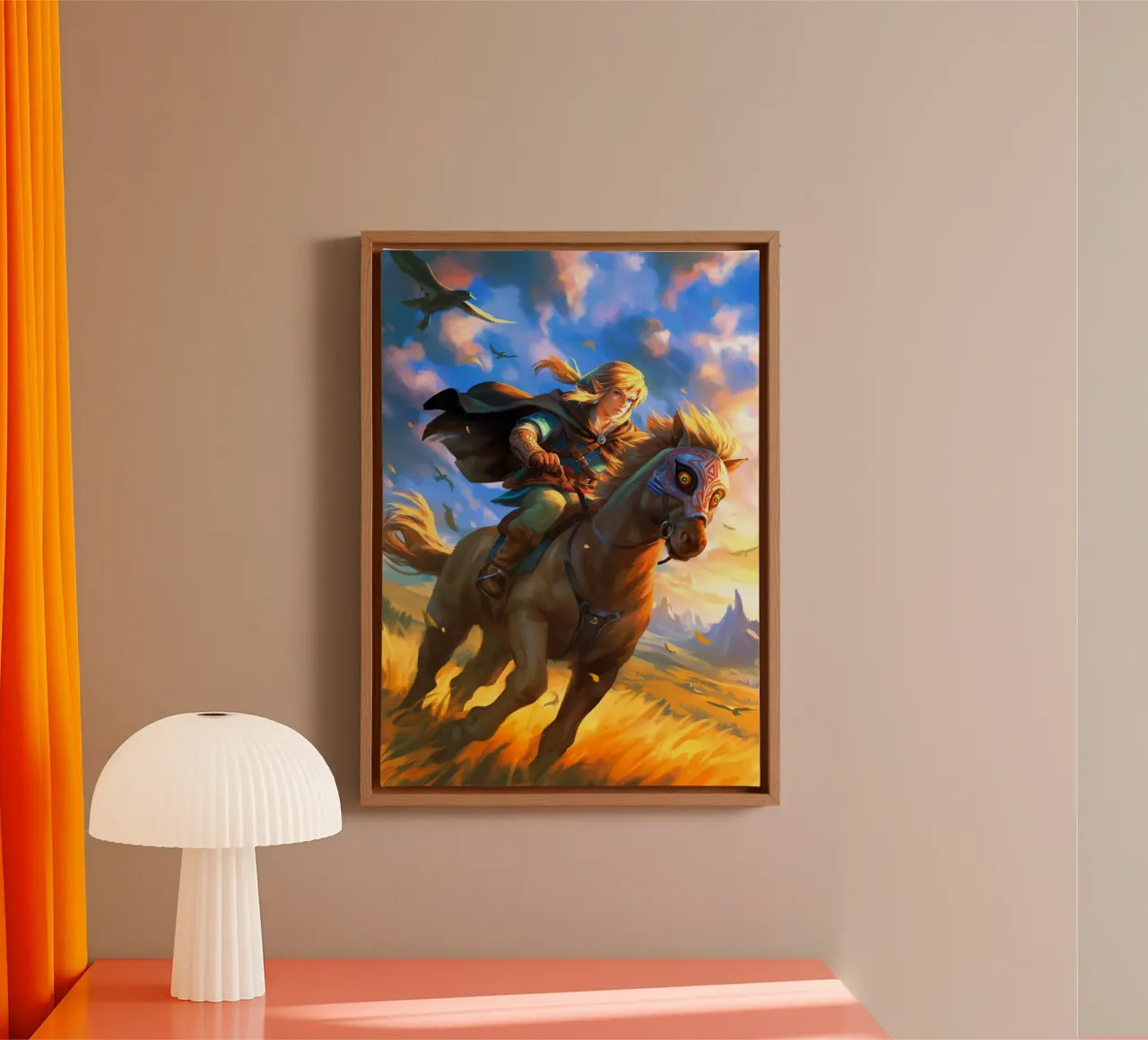Link The Legend of Zelda canvas with Floater frame by Fleur de Lys