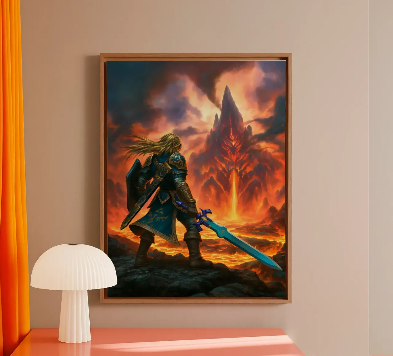 Link The Legend of Zelda canvas with Floater frame by Fleur de Lys