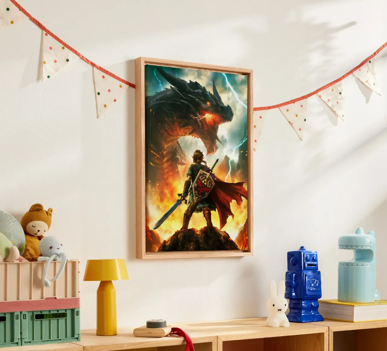 Link The Legend of Zelda canvas with Floater frame by Fleur de Lys