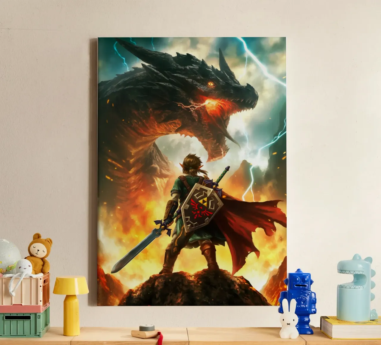 Link The Legend of Zelda canvas with Floater frame by Fleur de Lys