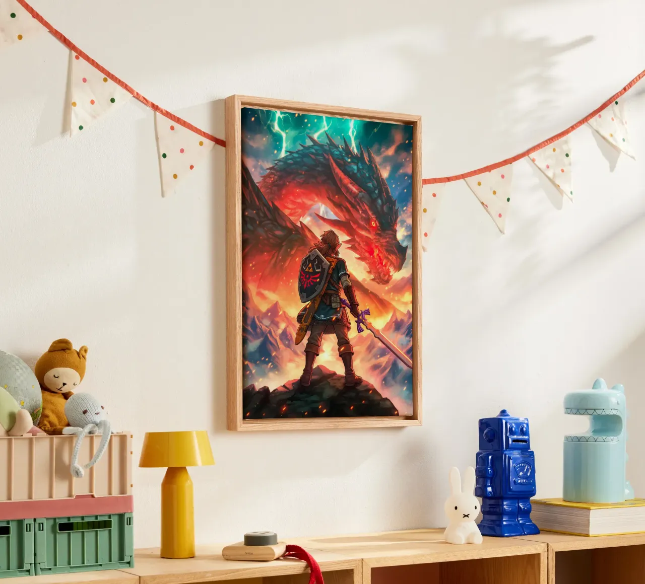 Link The Legend of Zelda canvas with Floater frame by Fleur de Lys