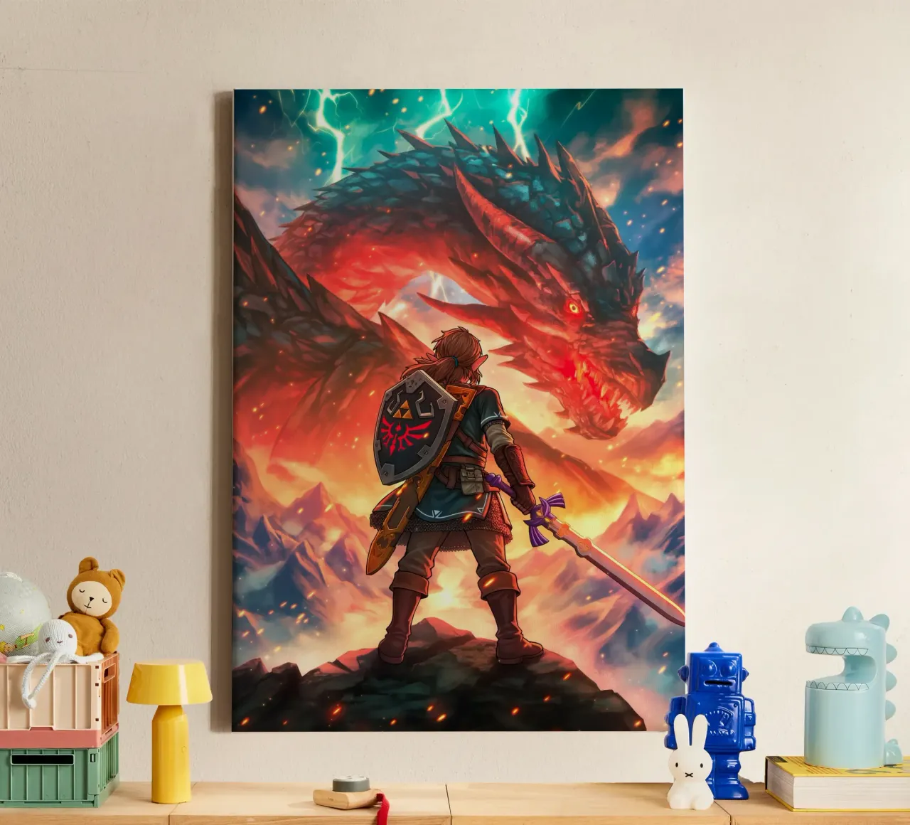 Link The Legend of Zelda canvas with Floater frame by Fleur de Lys