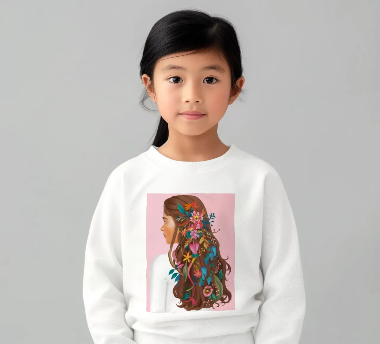 Floral Hair Reverie kids sweatshirt by Arcane Shade