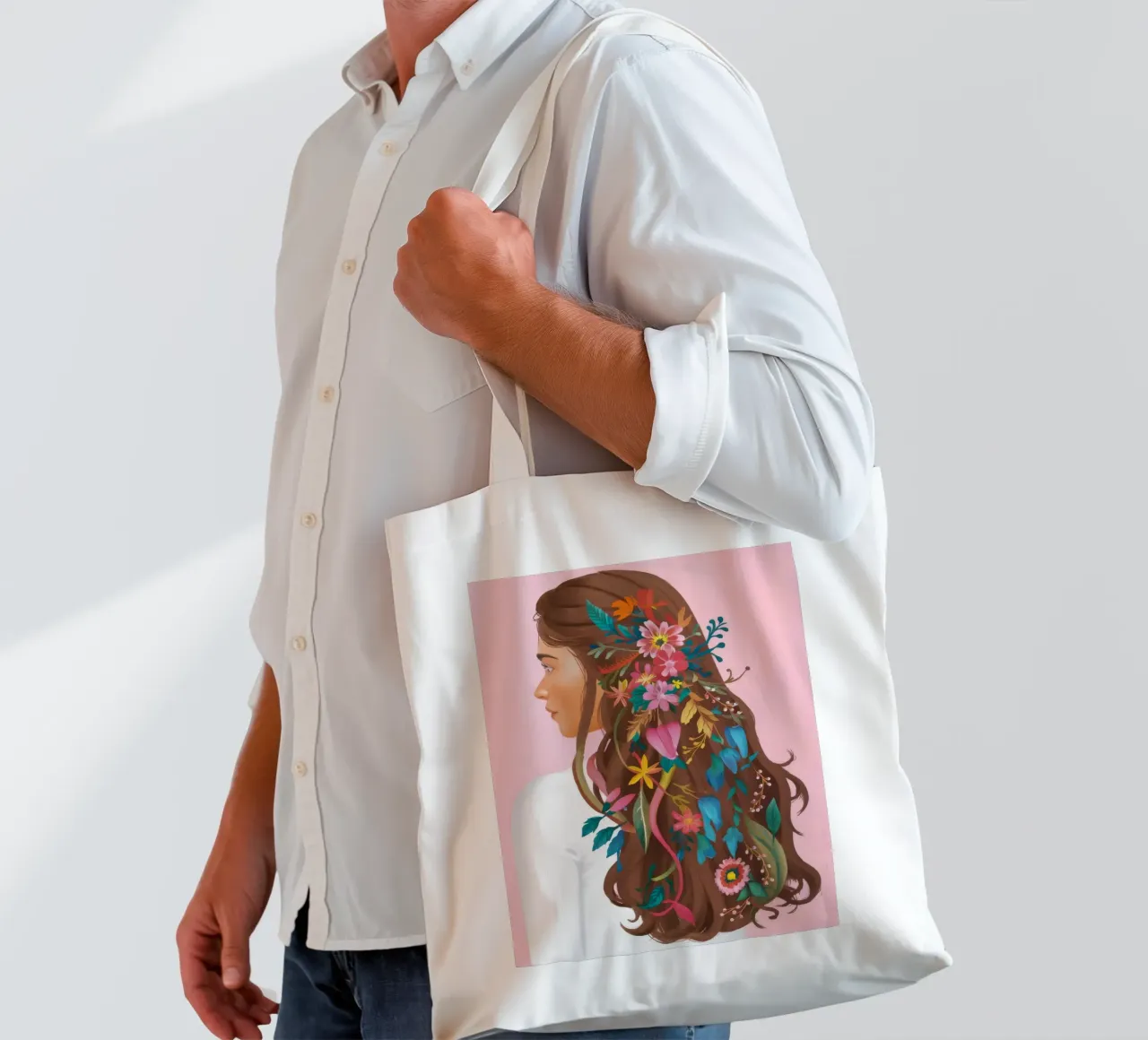 Floral Hair Reverie tote bag by Arcane Shade