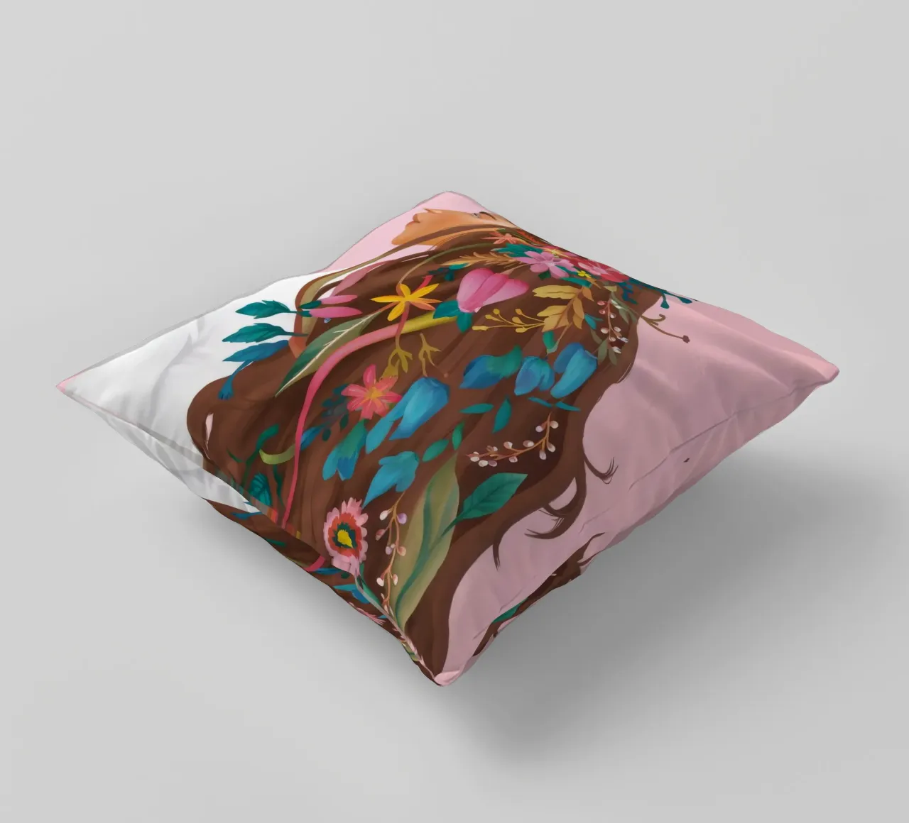 Floral Hair Reverie decorative cushion by Arcane Shade