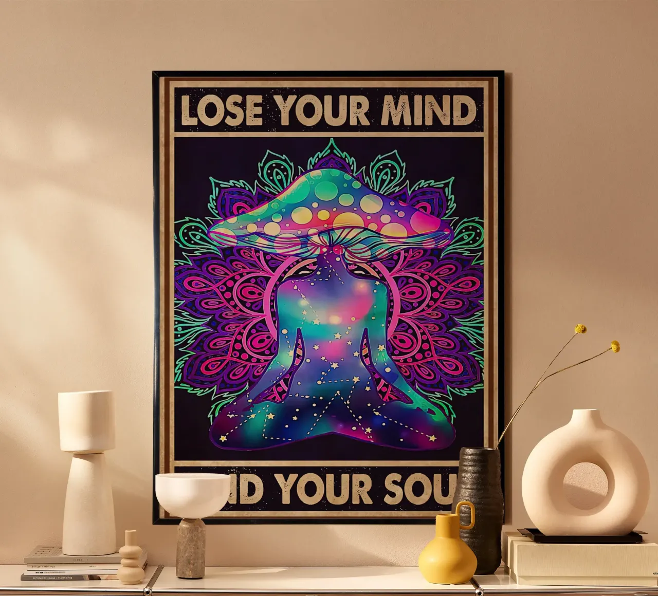 Yoga Girl Mushroom Lose Your Mind, Find Your Soul hahnemühle by Aaronshop