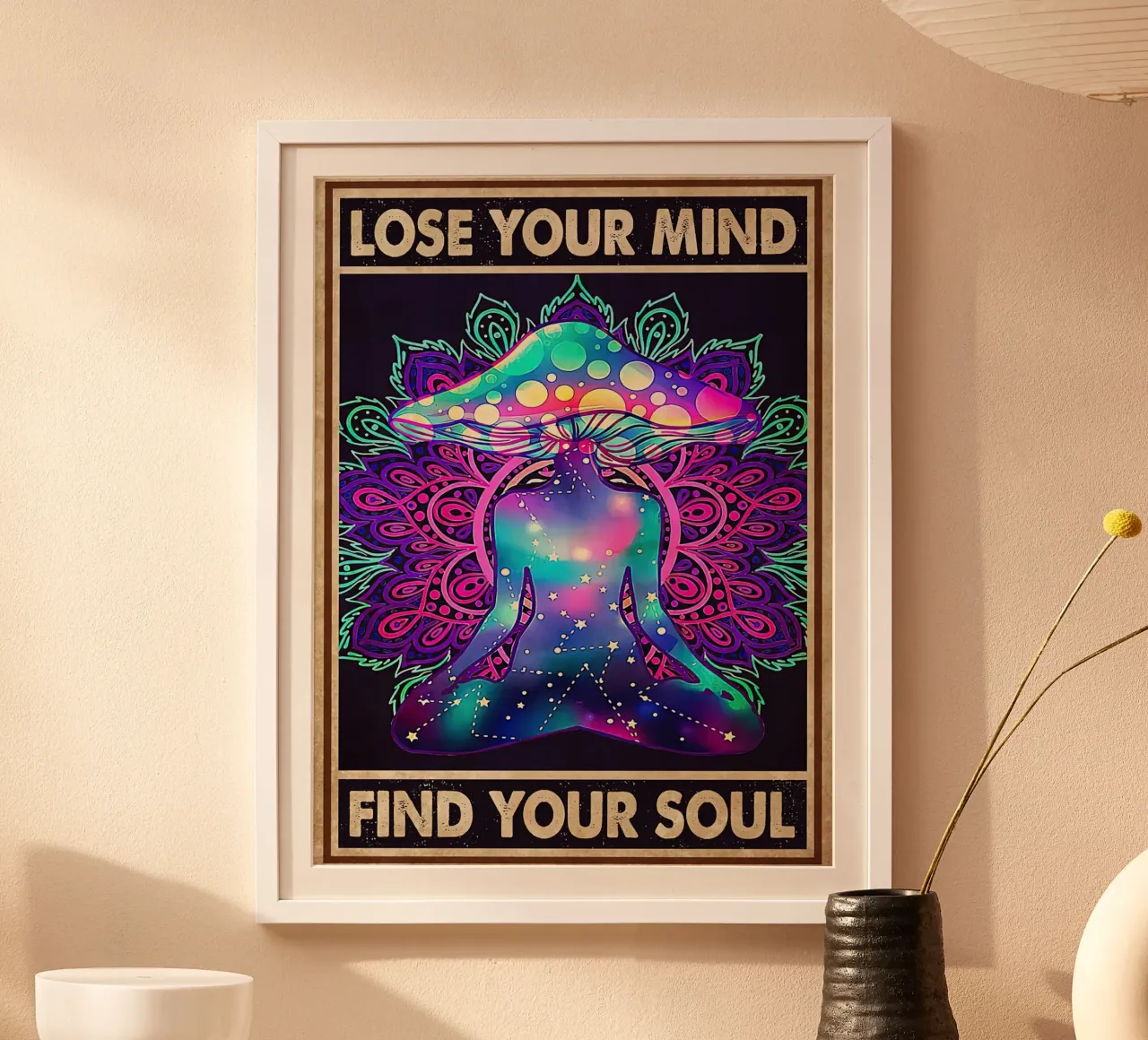 Yoga Girl Mushroom Lose Your Mind, Find Your Soul hahnemühle by Aaronshop