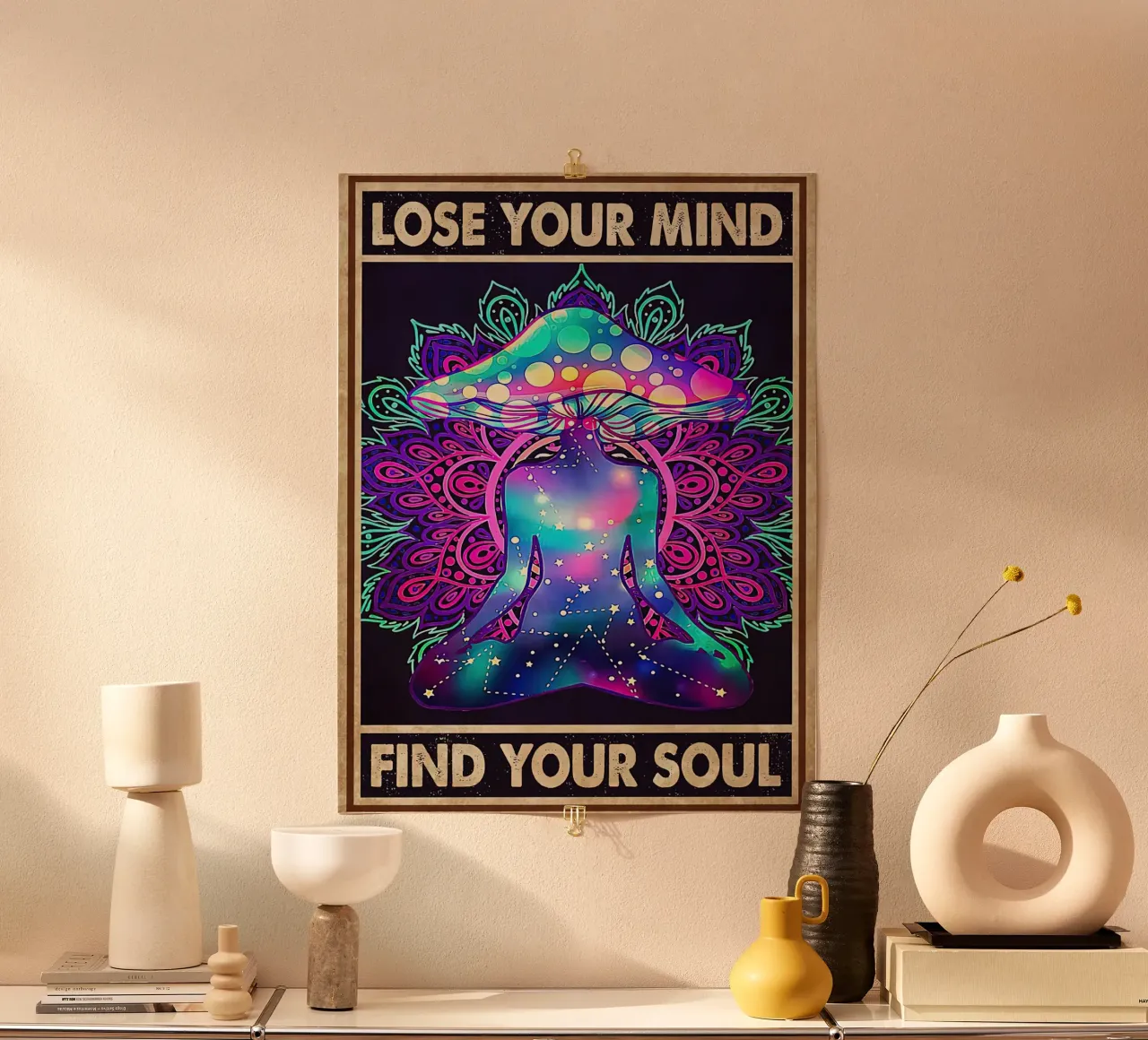 Yoga Girl Mushroom Lose Your Mind, Find Your Soul hahnemühle by Aaronshop