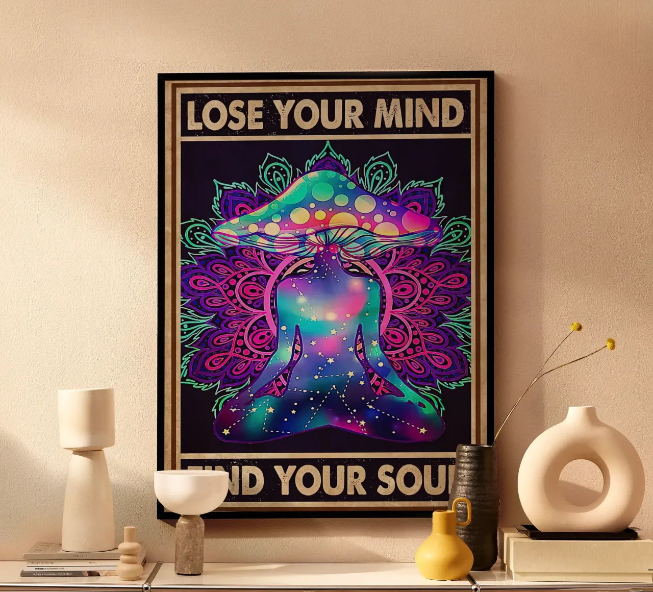 Yoga Girl Mushroom Lose Your Mind, Find Your Soul hahnemühle by Aaronshop