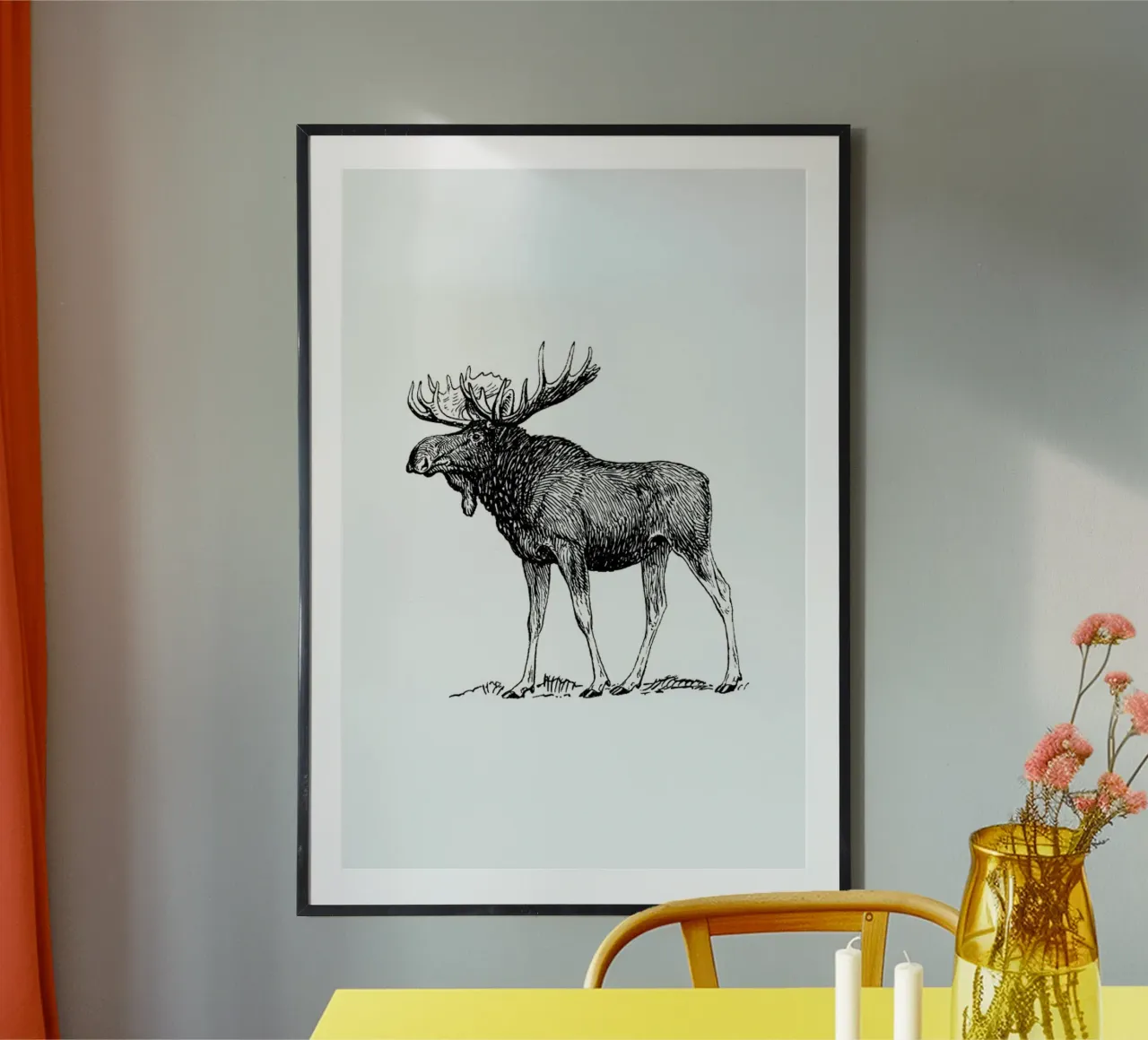 Vintage Holidays Moose 1 poster con telaio in plastica da Monika Strigel