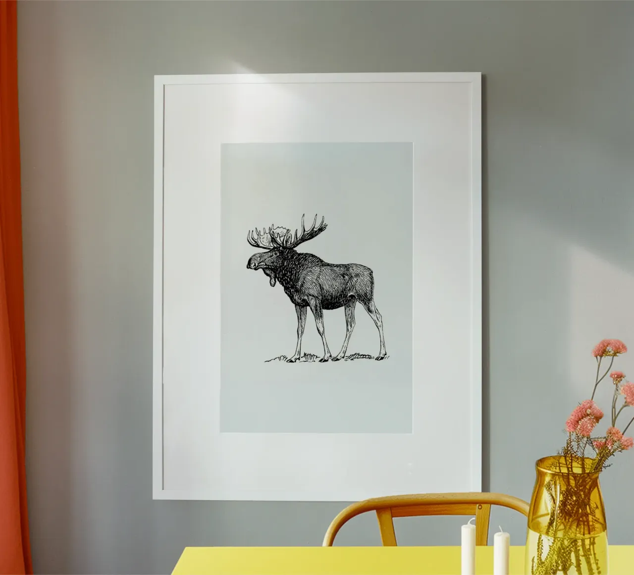 Vintage Holidays Moose 1 poster con telaio in plastica da Monika Strigel