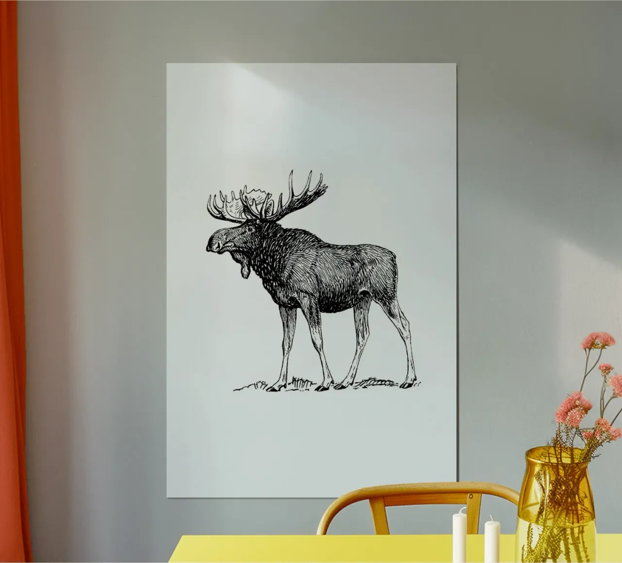 Vintage Holidays Moose 1 poster con telaio in plastica da Monika Strigel