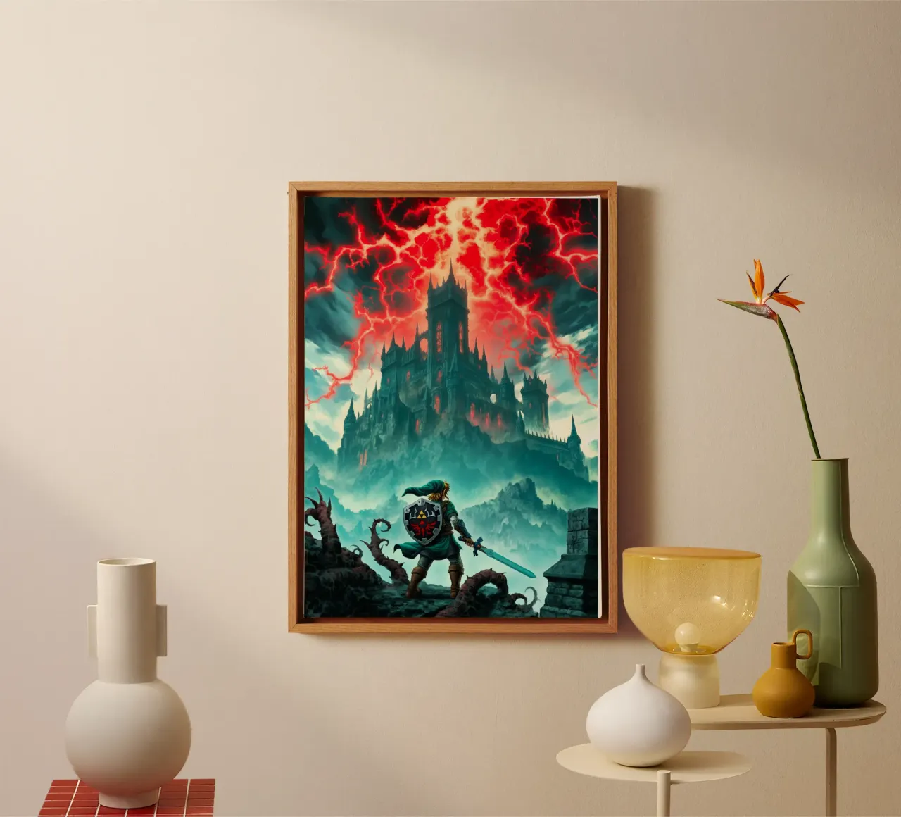 Link The Legend of Zelda canvas with Floater frame by Fleur de Lys