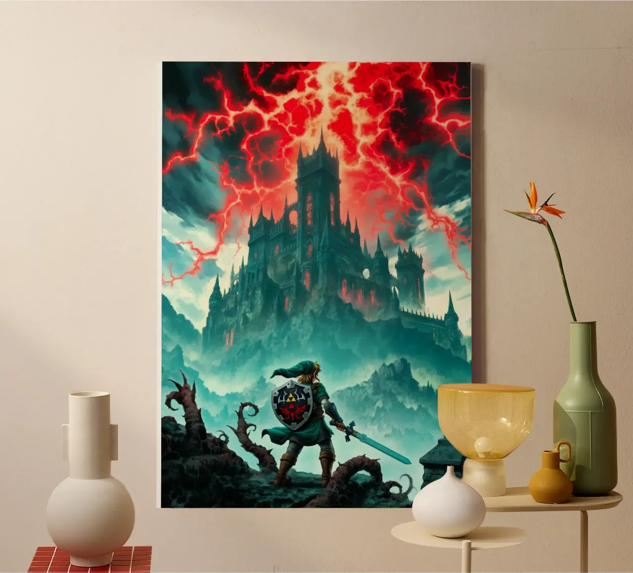 Link The Legend of Zelda canvas with Floater frame by Fleur de Lys