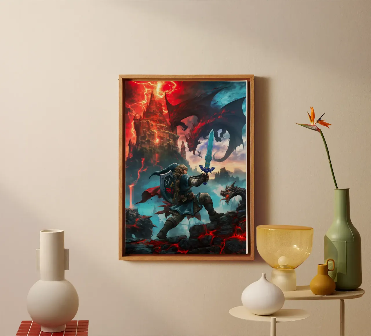 Link The Legend of Zelda canvas with Floater frame by Fleur de Lys