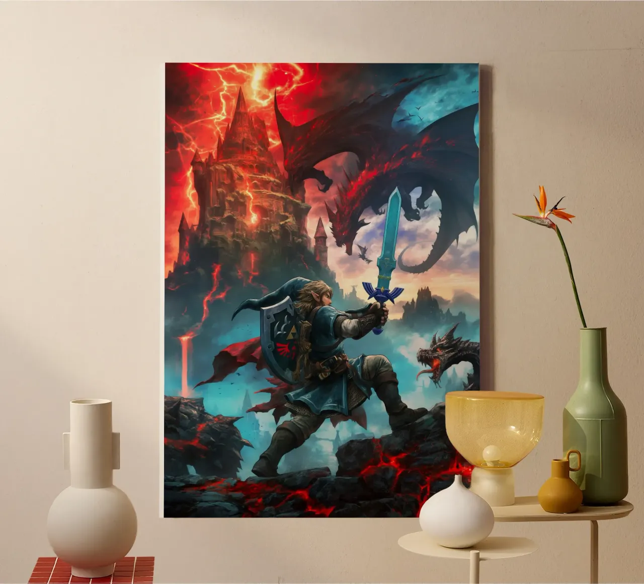Link The Legend of Zelda canvas with Floater frame by Fleur de Lys