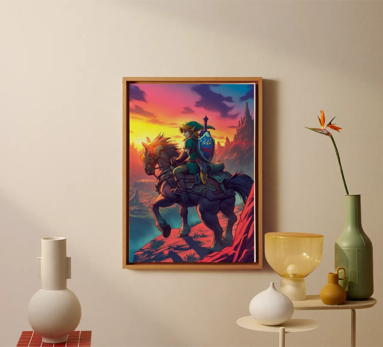 Link The Legend of Zelda canvas with Floater frame by Fleur de Lys
