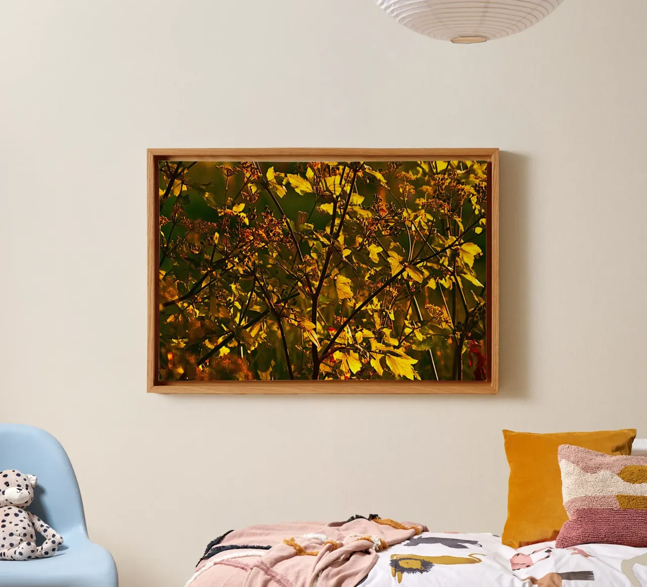 FAA316 Goud in de bladeren. canvas met Baklijst van Thierry vobmann photography