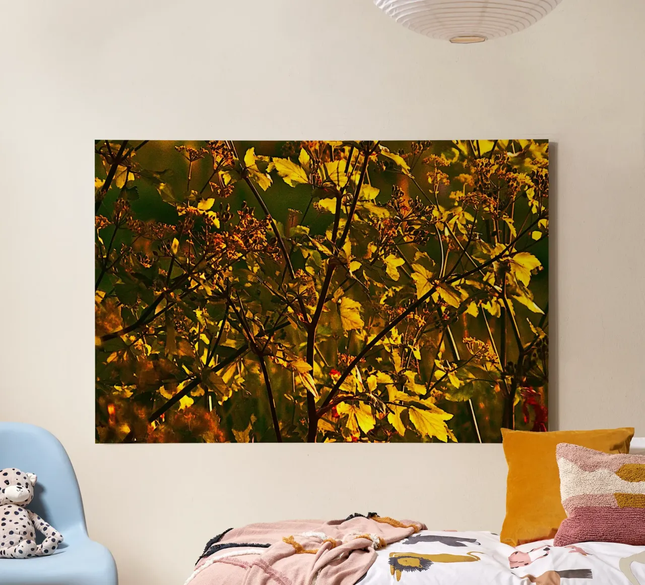 FAA316 Goud in de bladeren. canvas met Baklijst van Thierry vobmann photography