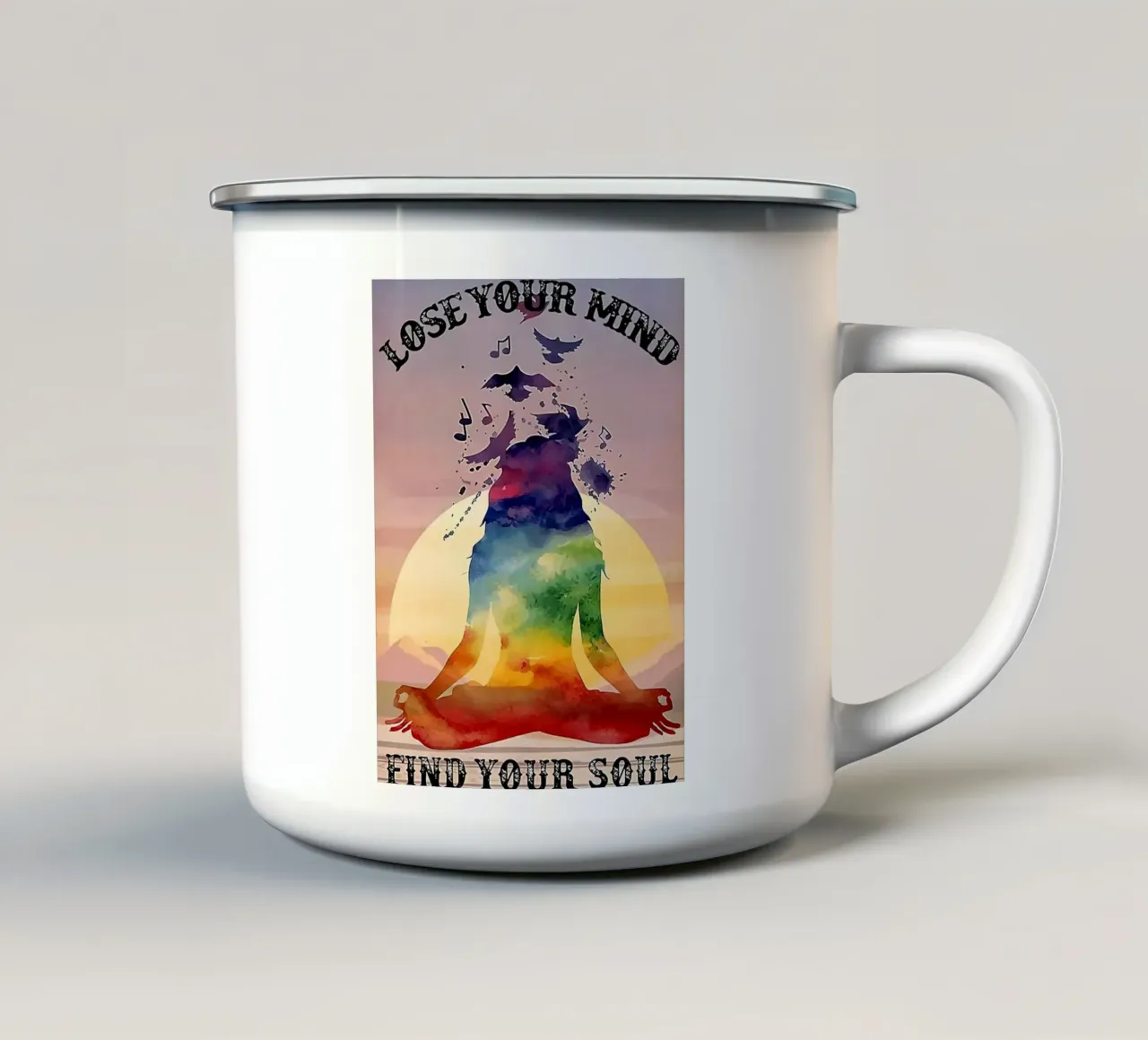 figura umana Perdere la mente, trovare l'anima tazza in smalto da Aaronshop