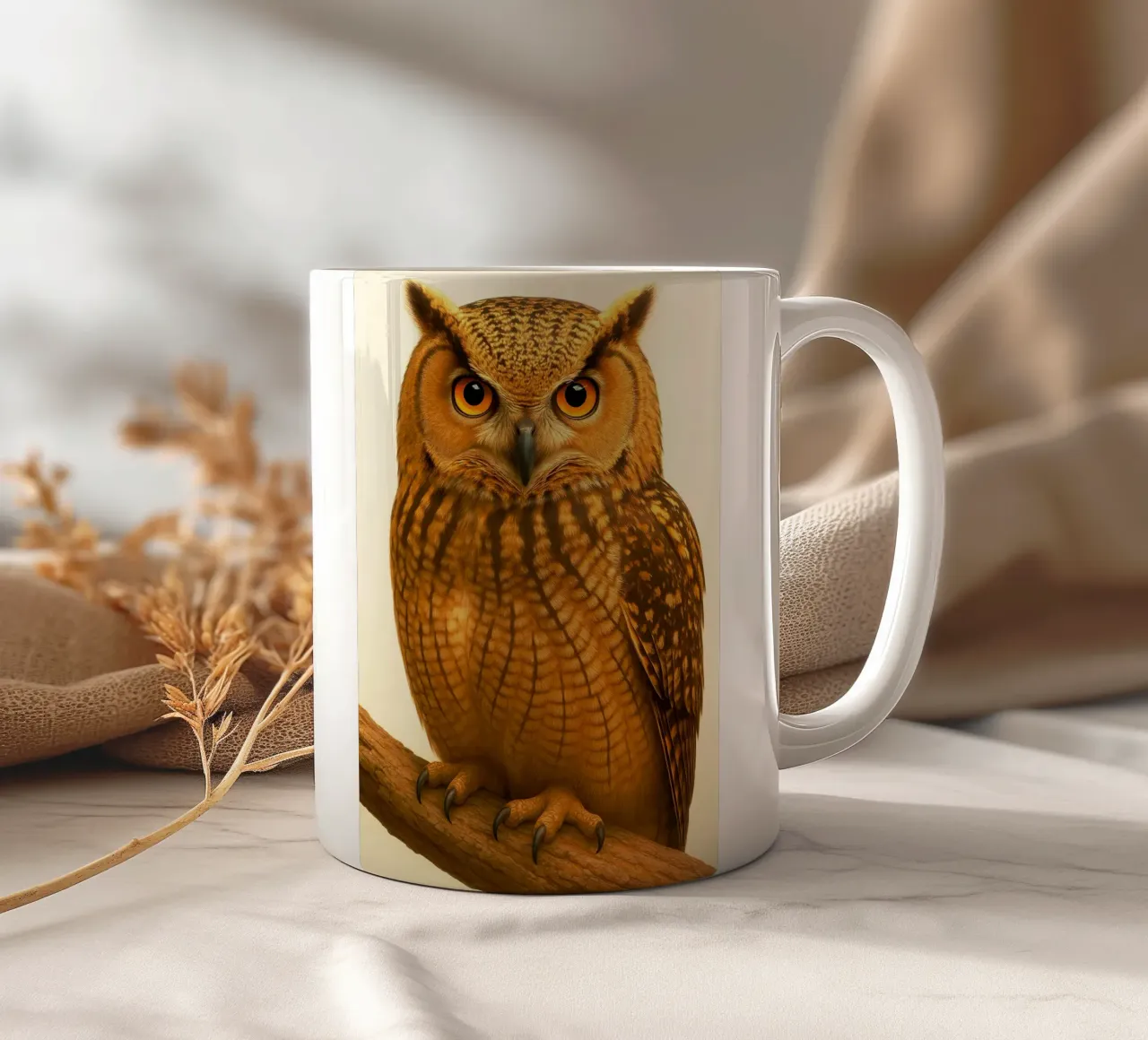 Art du hibou mug en céramique de kukupuu
