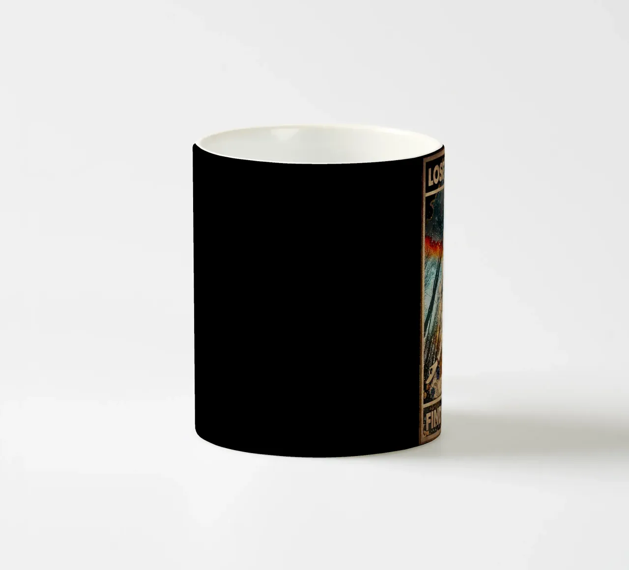 Poster della ragazza hippie che pratica lo yoga: "Perdi la testa, trova la tua anima". tazza in ceramica da Aaronshop