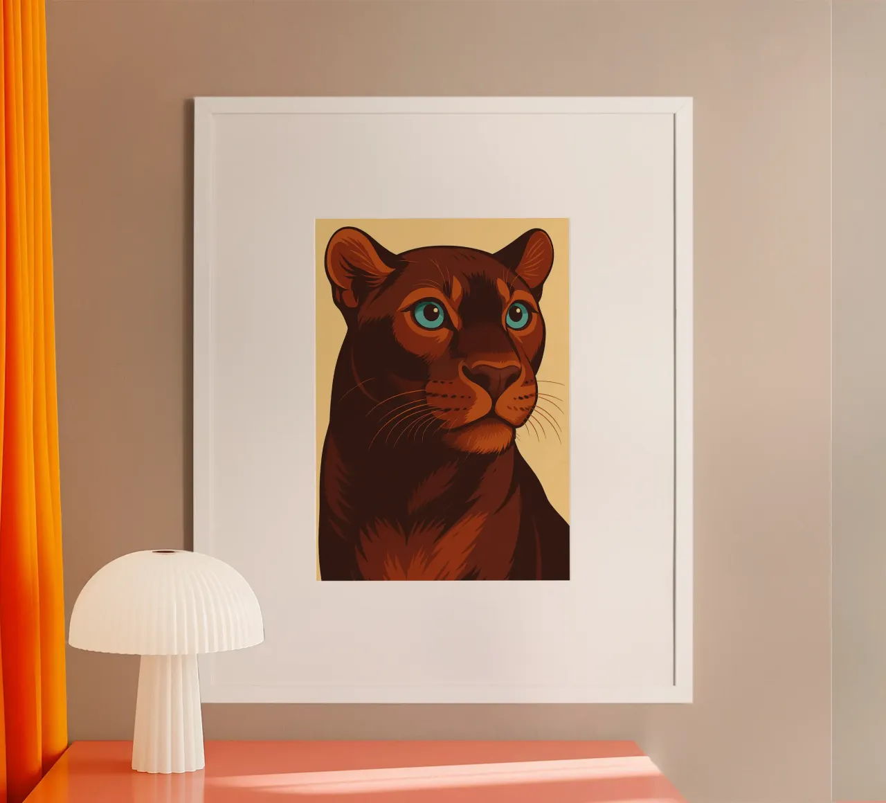 Faccia di pantera poster con telaio in alluminio da kukupuu