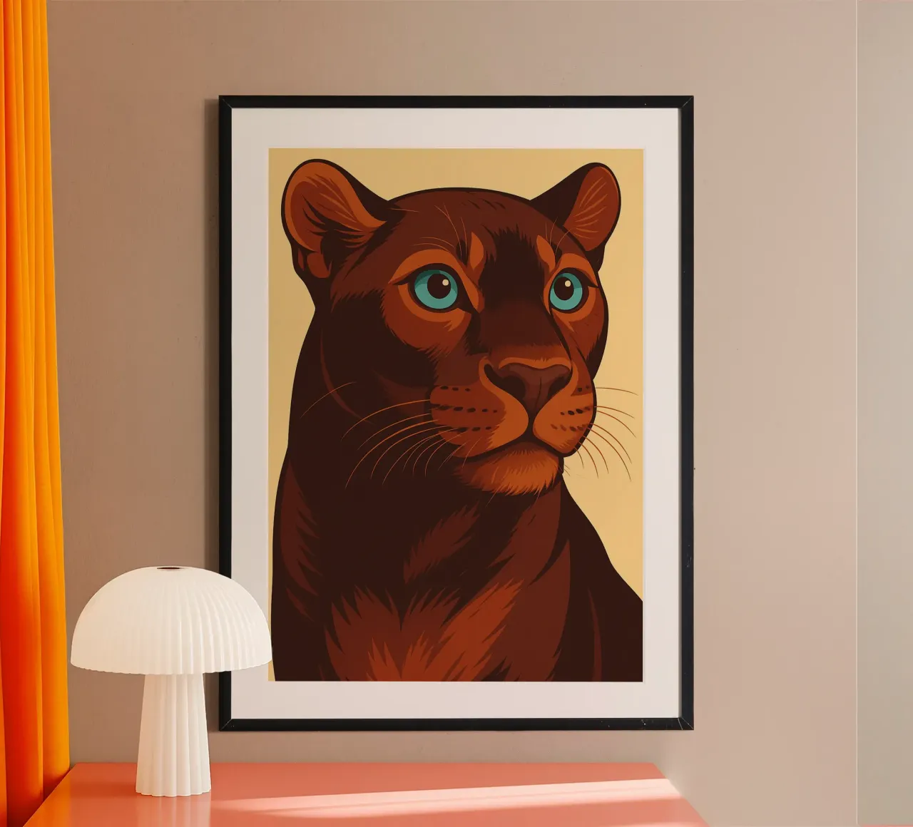 Faccia di pantera poster con telaio in alluminio da kukupuu