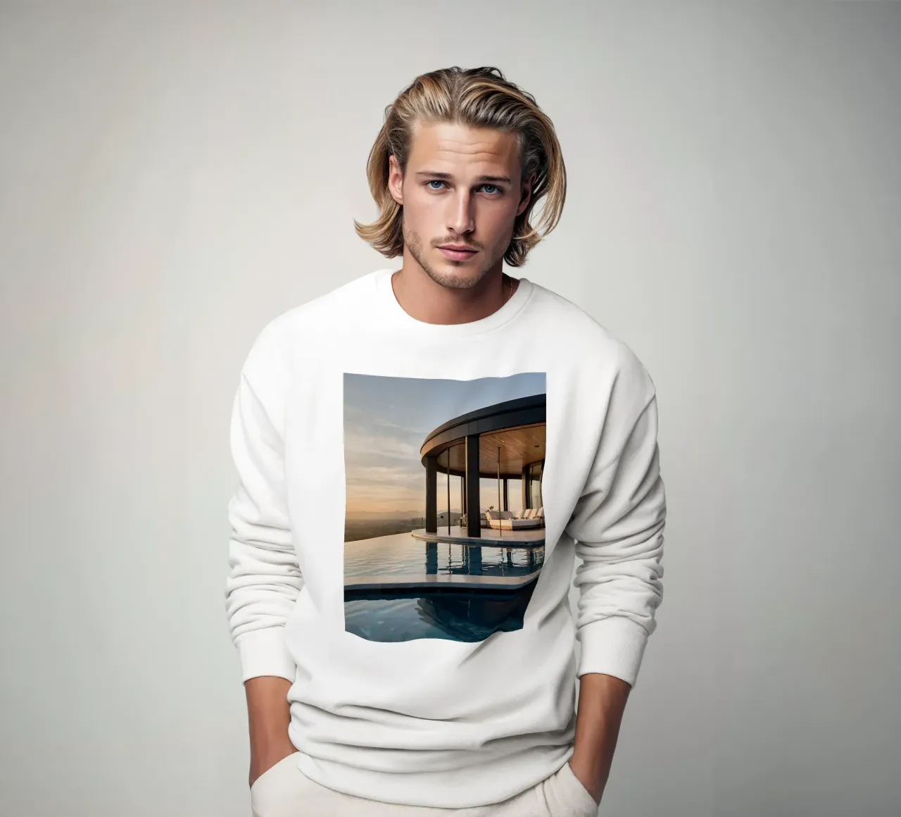 Villa de luxe à l'architecture moderne avec vue sur le coucher de soleil sweat de DesignDoodle