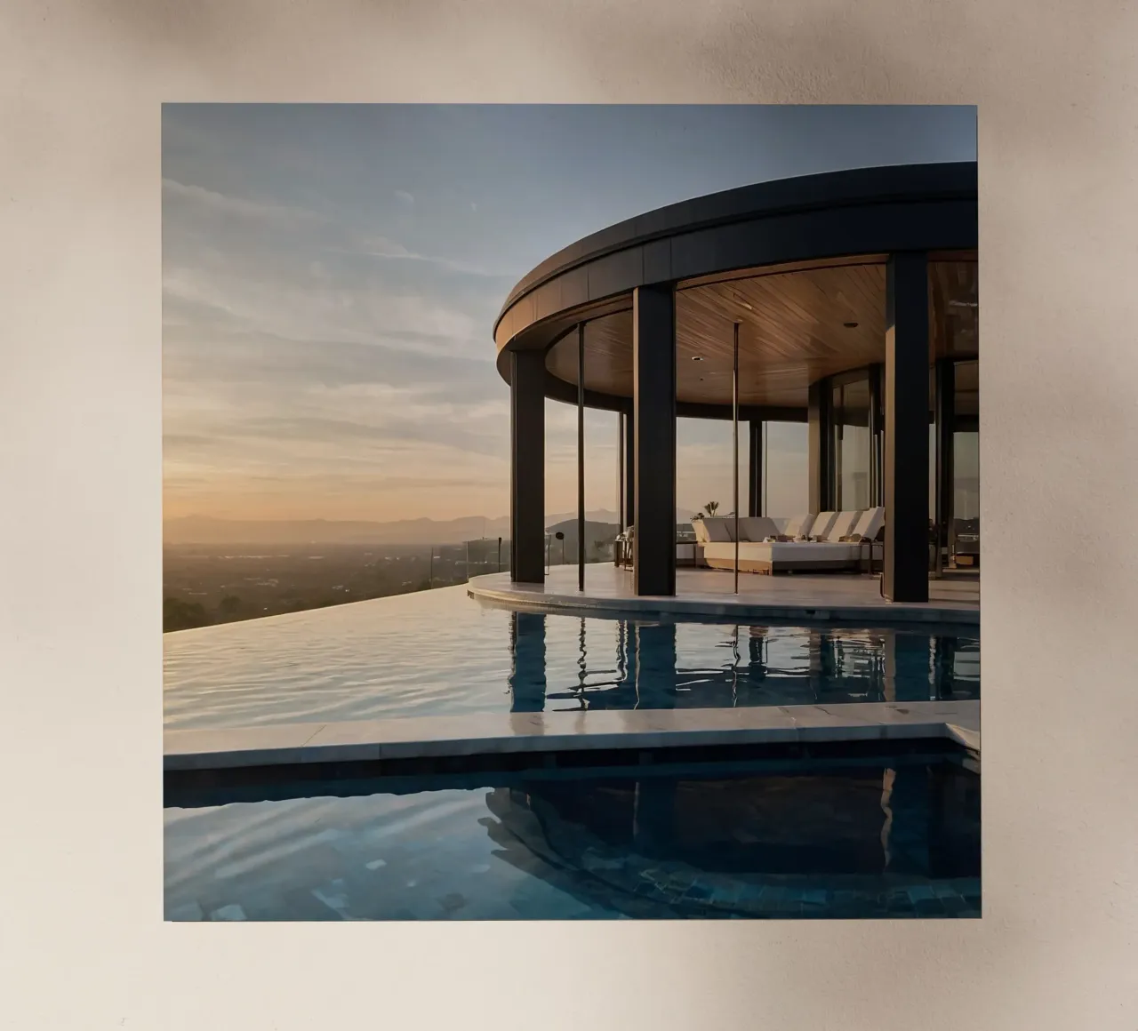 Villa di lusso con vista sul tramonto e architettura moderna pellicola backlit da DesignDoodle