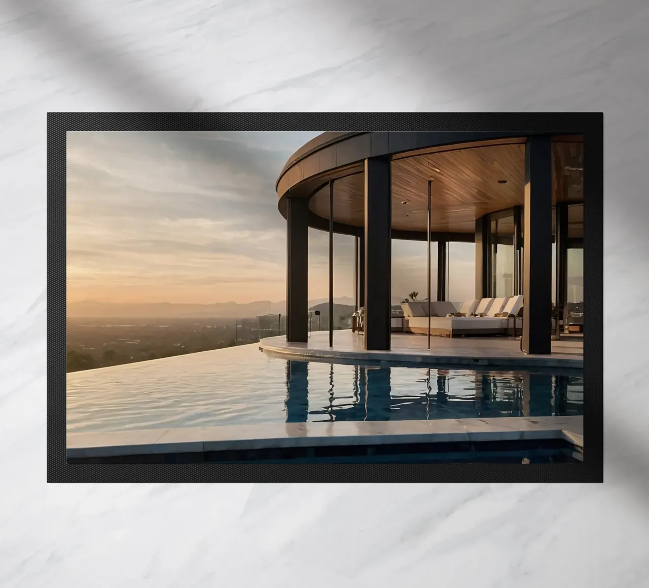 Villa de luxe à l'architecture moderne avec vue sur le coucher de soleil paillasson de DesignDoodle