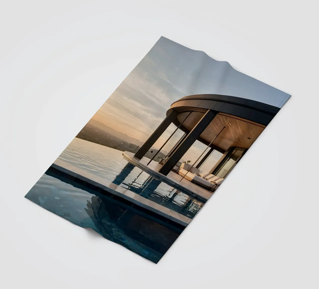 Villa de luxe à l'architecture moderne avec vue sur le coucher de soleil plaid polaire de DesignDoodle