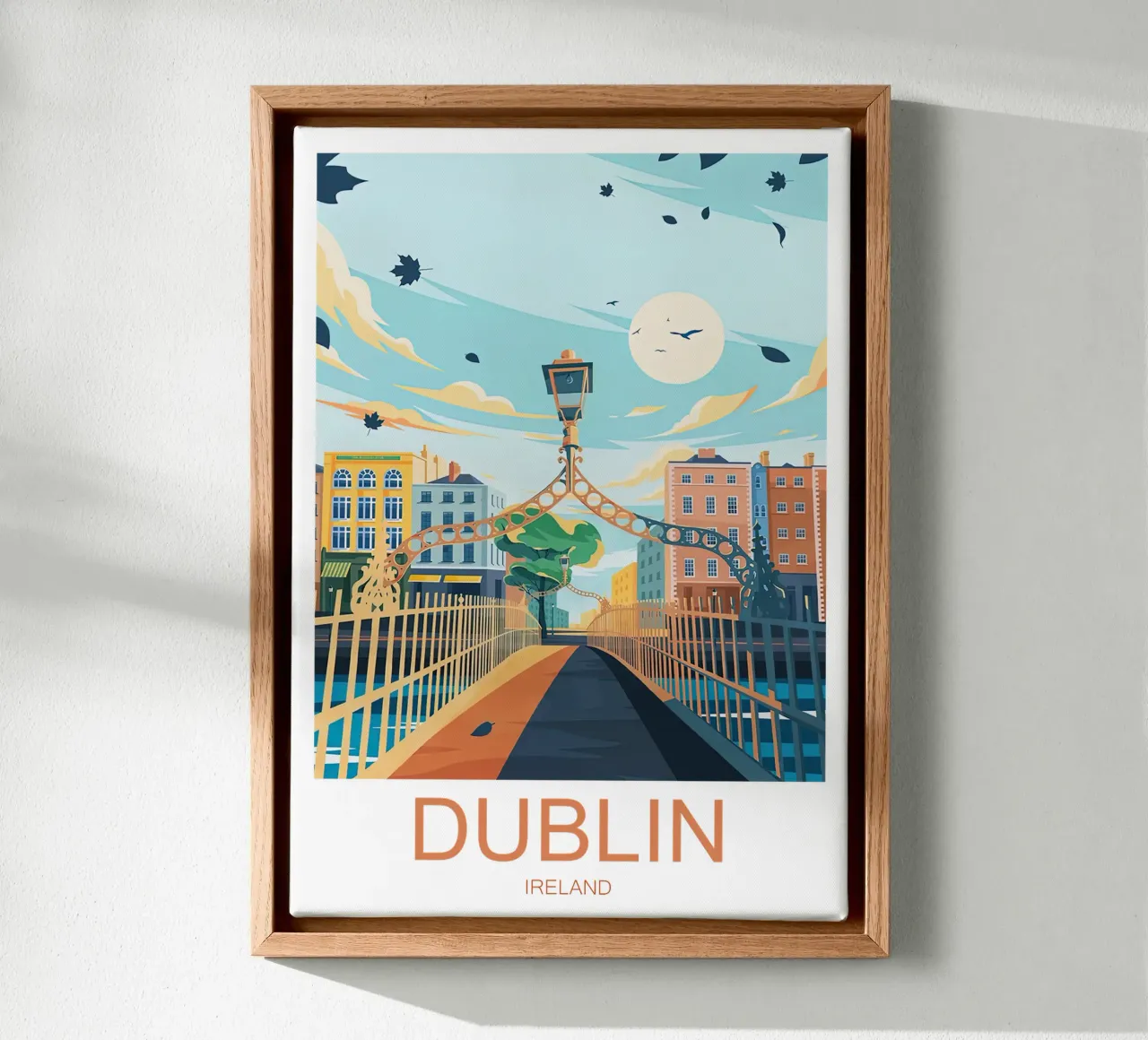 Stampa di viaggio su Dublino - Irlanda tela con Cornice a cassetta da Liliestudio
