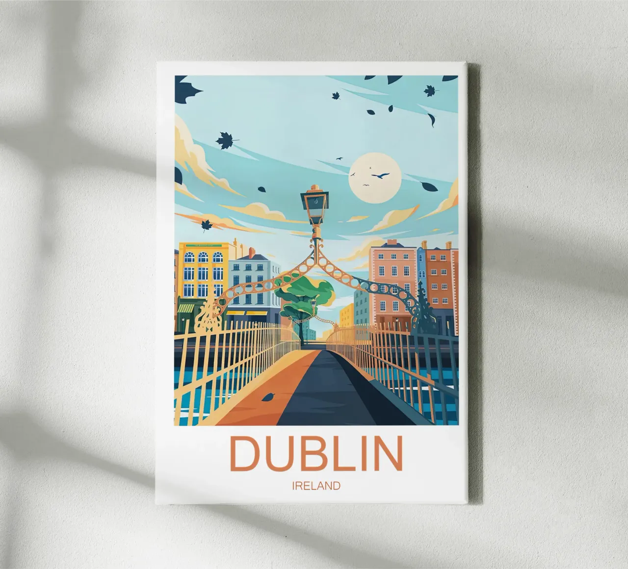 Stampa di viaggio su Dublino - Irlanda tela con Cornice a cassetta da Liliestudio