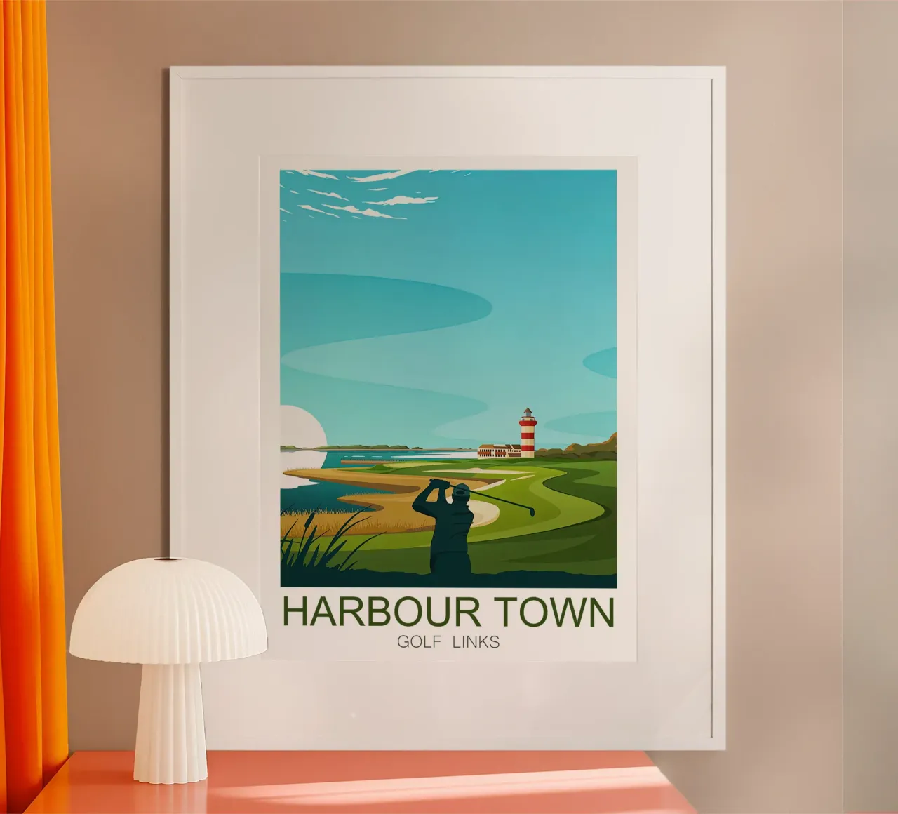 Afdrukken Harbour Town Golf Links - Zuid-Carolina poster met houten frame van Liliestudio