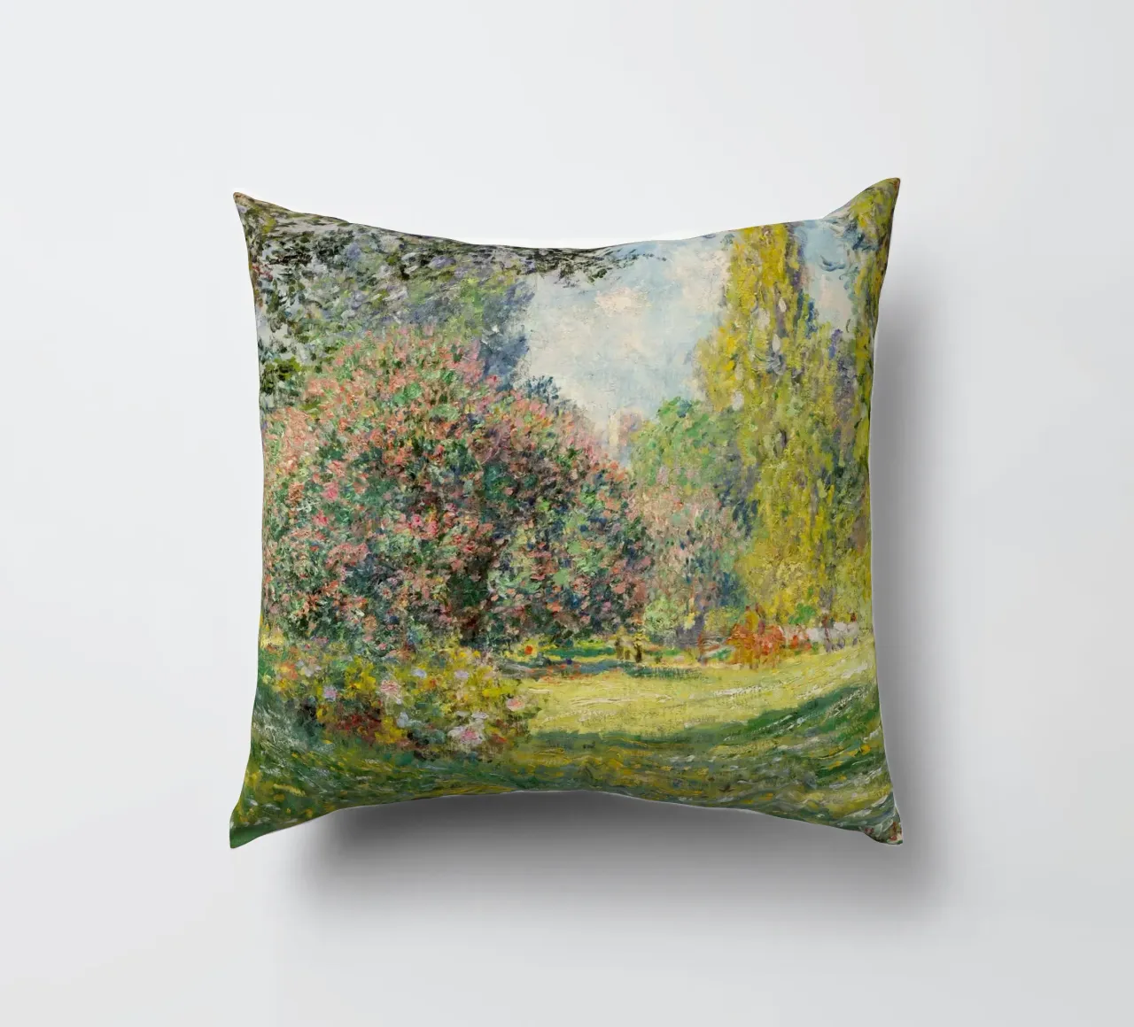 The Parc Monceau (1876) by Claude Monet decorative cushion by Venus Art
