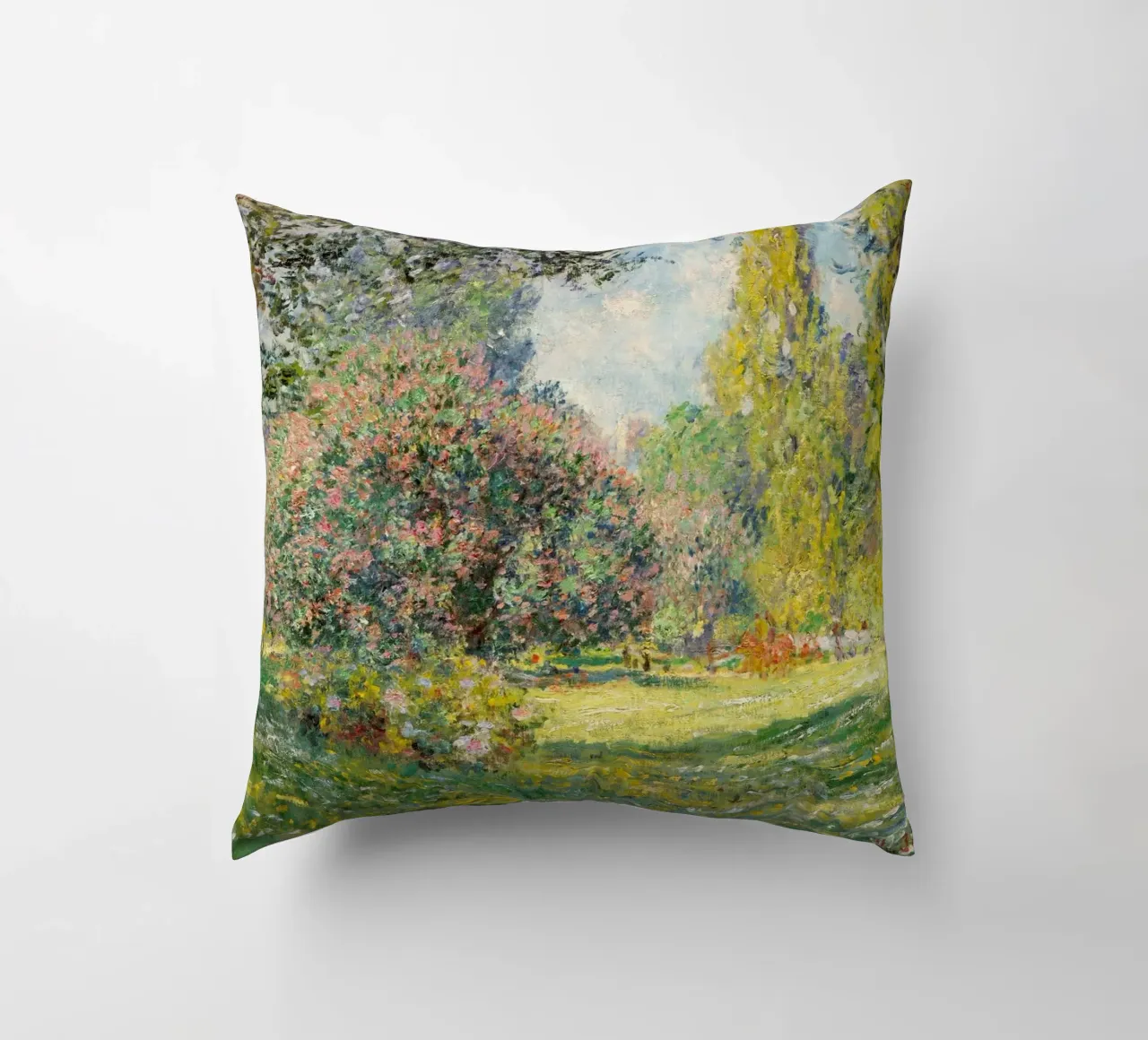 The Parc Monceau (1876) by Claude Monet decorative cushion by Venus Art