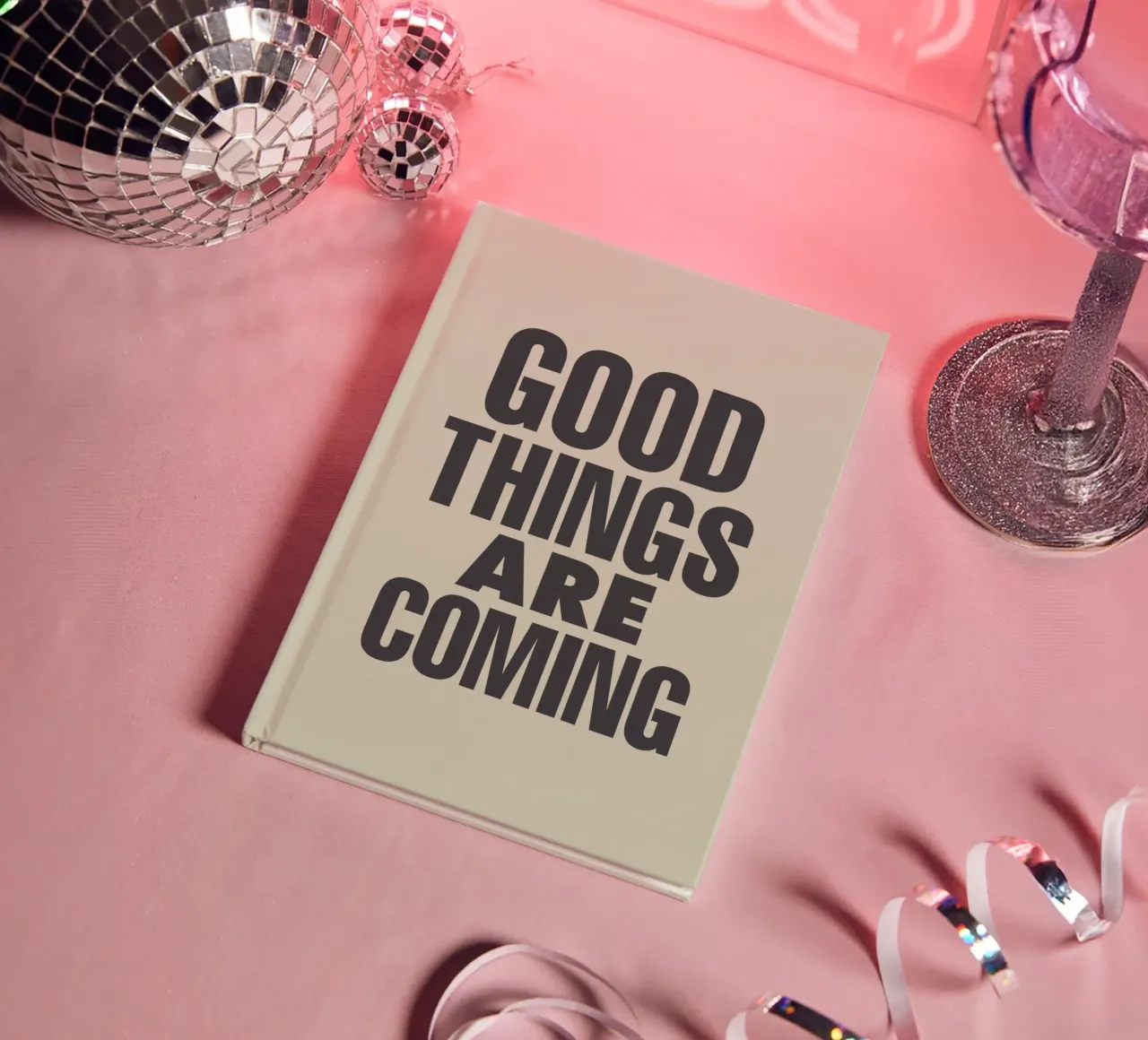 Good Things Are Coming Optimistic Typography Print Design notebook by THE MOTIVATED TYPE