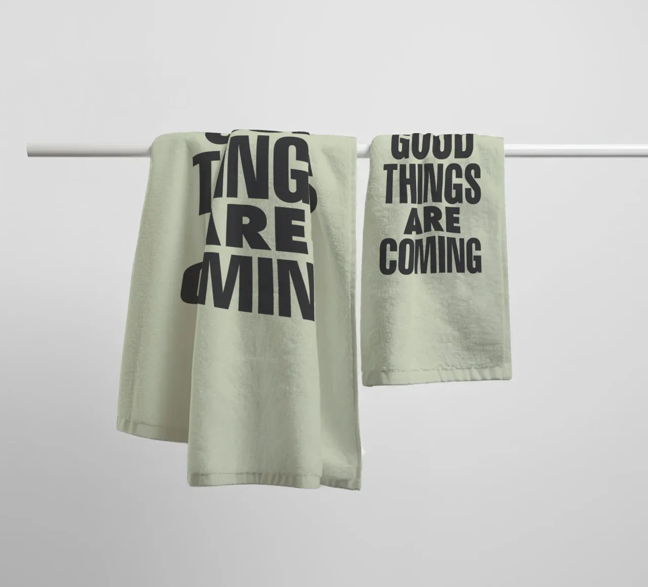 Good Things Are Coming Optimistic Typography Print Design towel by THE MOTIVATED TYPE
